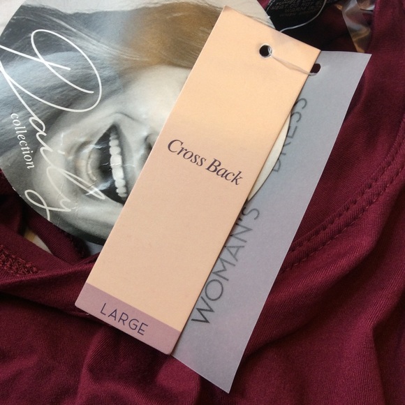 Daily Collection Long Cross Back Soft Stretchy Dress L Wine Color NWT - Picture 10 of 10